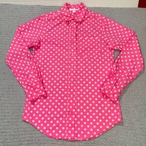 Victoria's Secret PINK Button Up Shirt XS Pink Polka Dot Y2K McBling 2000s‎ VTG